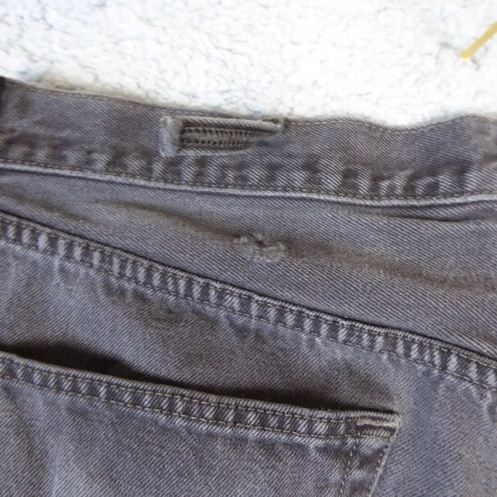 Levis 501 Jeans Mens 38x32 Black Denim Button Fly Distressed Straight Leg Y2K